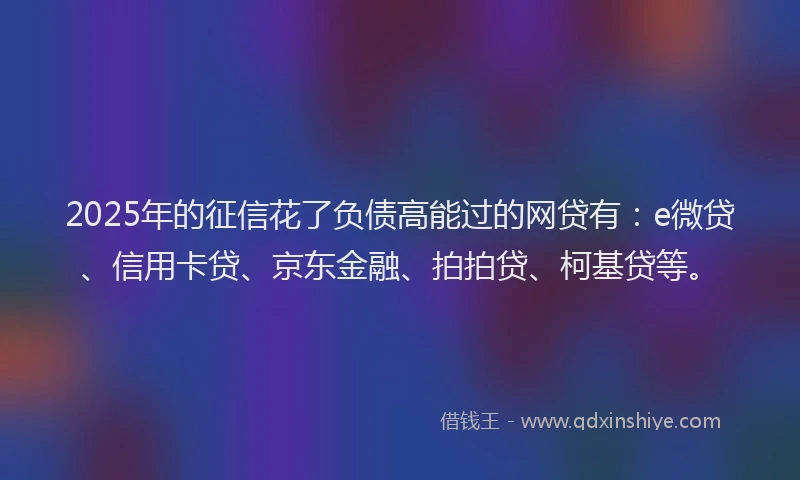 2025年的征信花了负债高能过的网贷有：e微贷、信用卡贷、京东金融、拍拍贷、柯基贷等。