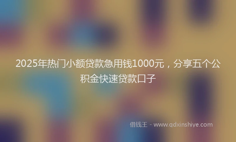 2025年热门小额贷款急用钱1000元，分享五个公积金快速贷款口子