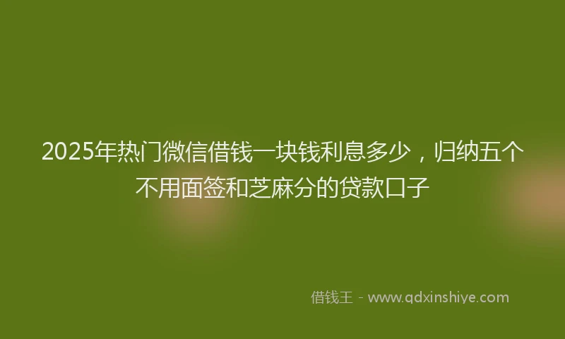 2025年热门微信借钱一块钱利息多少，归纳五个不用面签和芝麻分的贷款口子