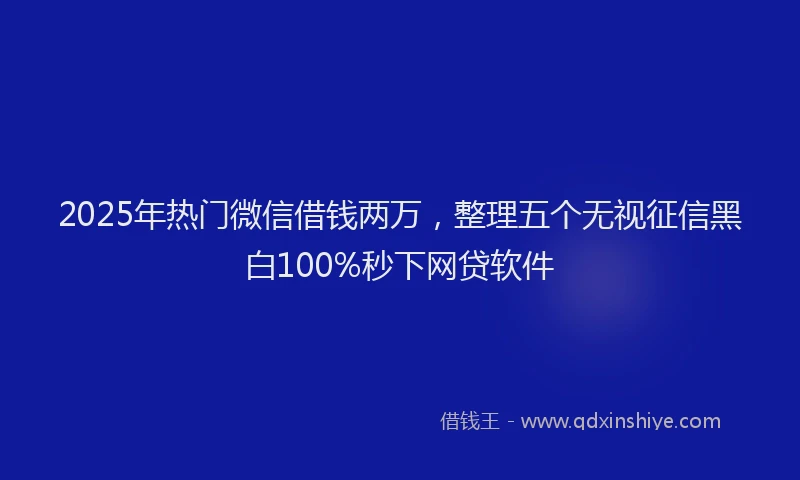 2025年热门微信借钱两万，整理五个无视征信黑白100%秒下网贷软件