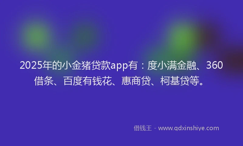 2025年的小金猪贷款app有：度小满金融、360借条、百度有钱花、惠商贷、柯基贷等。