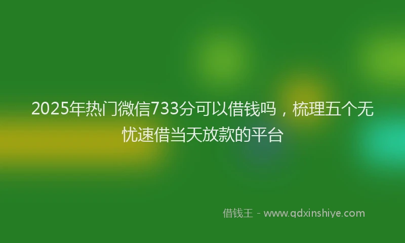 2025年热门微信733分可以借钱吗，梳理五个无忧速借当天放款的平台