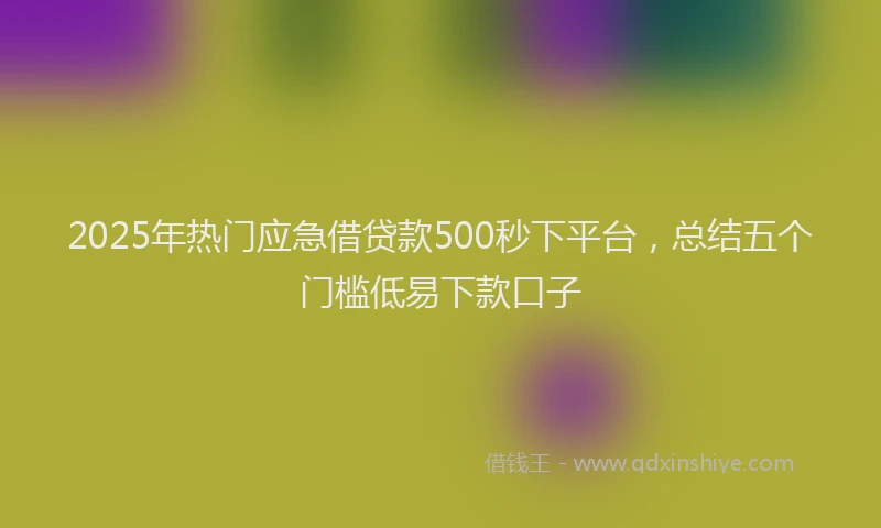 2025年热门应急借贷款500秒下平台，总结五个门槛低易下款口子