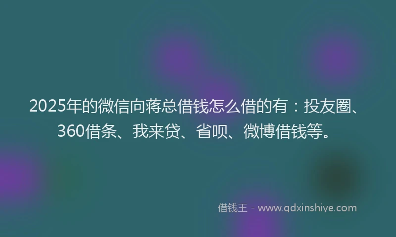 2025年的微信向蒋总借钱怎么借的有：投友圈、360借条、我来贷、省呗、微博借钱等。