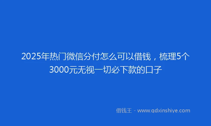 2025年热门微信分付怎么可以借钱，梳理5个3000元无视一切必下款的口子
