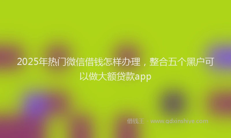 2025年热门微信借钱怎样办理，整合五个黑户可以做大额贷款app