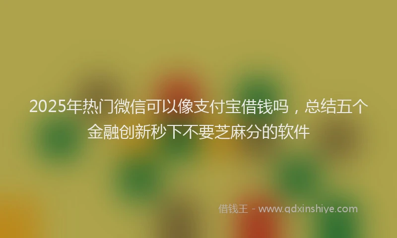 2025年热门微信可以像支付宝借钱吗，总结五个金融创新秒下不要芝麻分的软件