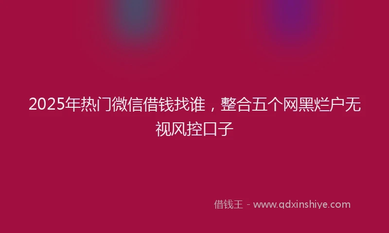 2025年热门微信借钱找谁，整合五个网黑烂户无视风控口子
