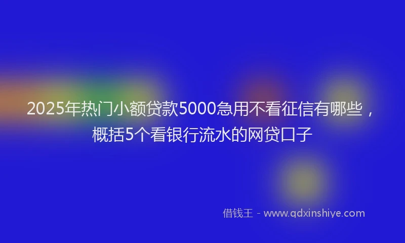 2025年热门小额贷款5000急用不看征信有哪些，概括5个看银行流水的网贷口子