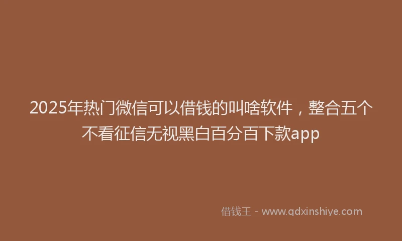 2025年热门微信可以借钱的叫啥软件，整合五个不看征信无视黑白百分百下款app