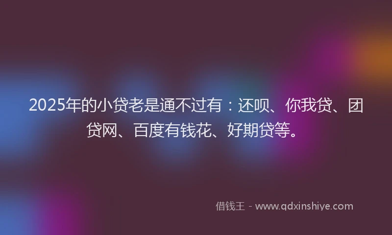 2025年的小贷老是通不过有：还呗、你我贷、团贷网、百度有钱花、好期贷等。