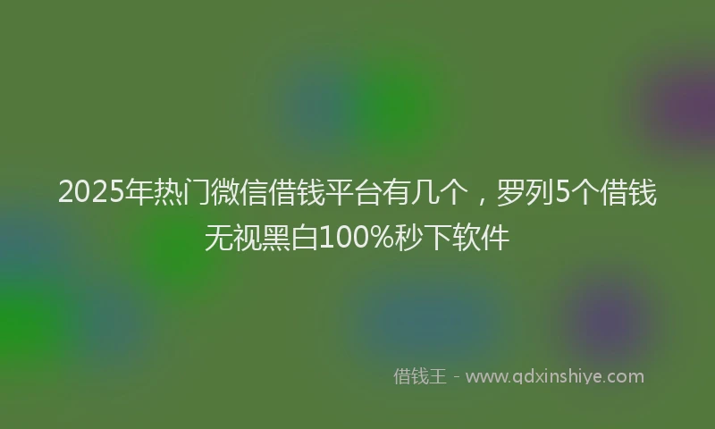 2025年热门微信借钱平台有几个，罗列5个借钱无视黑白100%秒下软件