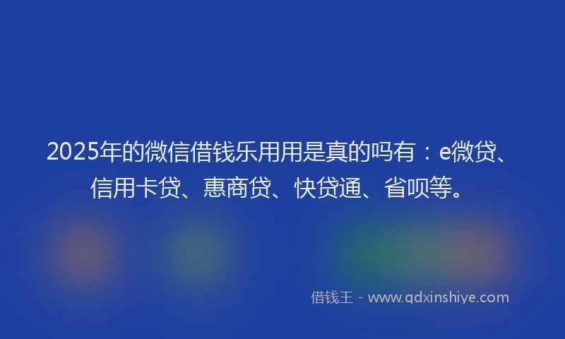 2025年的微信借钱乐用用是真的吗有：e微贷、信用卡贷、惠商贷、快贷通、省呗等。