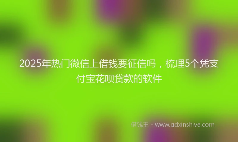 2025年热门微信上借钱要征信吗，梳理5个凭支付宝花呗贷款的软件