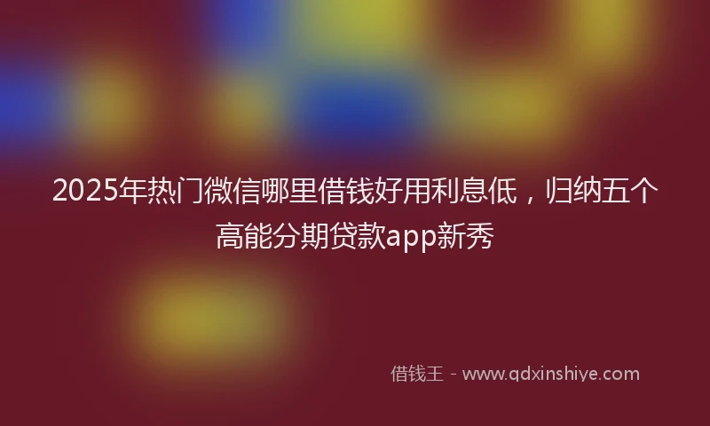 2025年热门微信哪里借钱好用利息低，归纳五个高能分期贷款app新秀