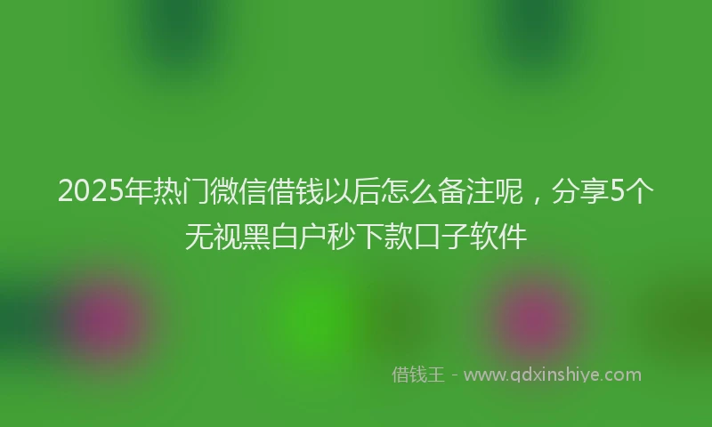 2025年热门微信借钱以后怎么备注呢，分享5个无视黑白户秒下款口子软件