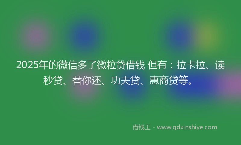 2025年的微信多了微粒贷借钱 但有：拉卡拉、读秒贷、替你还、功夫贷、惠商贷等。