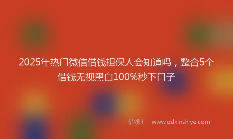 2025年热门微信借钱担保人会知道吗，整合5个借钱无视黑白100%秒下口子