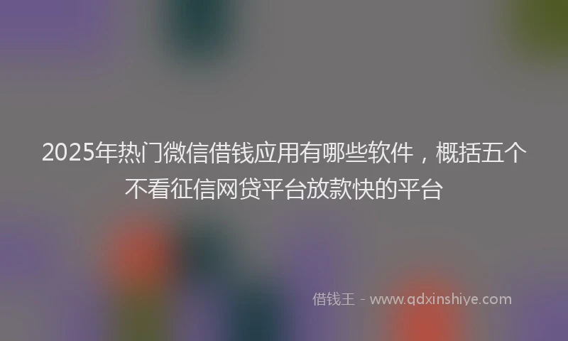 2025年热门微信借钱应用有哪些软件，概括五个不看征信网贷平台放款快的平台