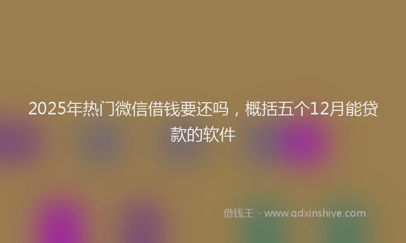 2025年热门微信借钱要还吗，概括五个12月能贷款的软件