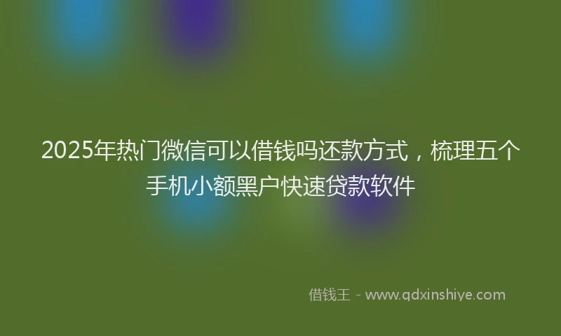 2025年热门微信可以借钱吗还款方式，梳理五个手机小额黑户快速贷款软件