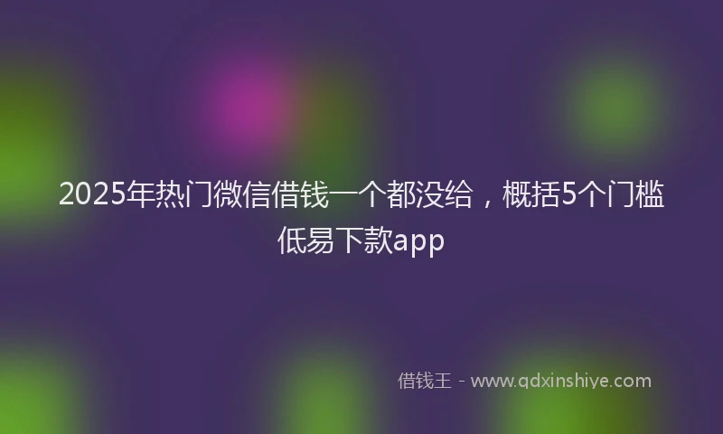 2025年热门微信借钱一个都没给，概括5个门槛低易下款app