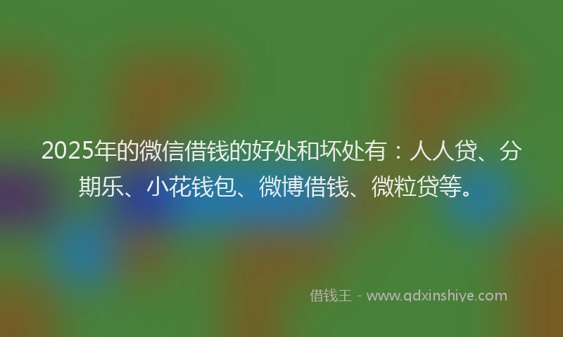 2025年的微信借钱的好处和坏处有：人人贷、分期乐、小花钱包、微博借钱、微粒贷等。