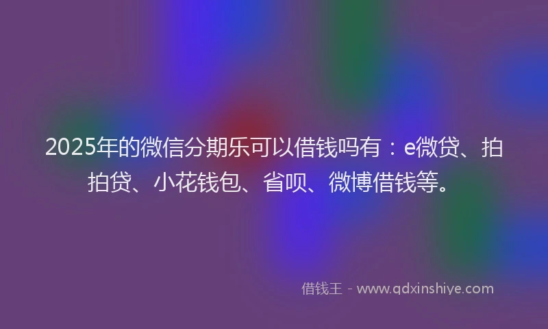 2025年的微信分期乐可以借钱吗有：e微贷、拍拍贷、小花钱包、省呗、微博借钱等。