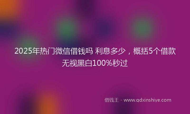 2025年热门微信借钱吗 利息多少，概括5个借款无视黑白100%秒过