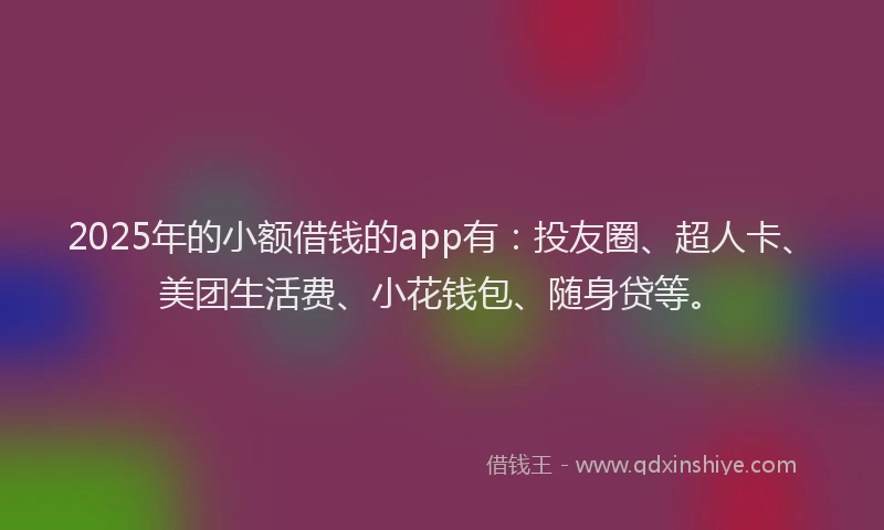 2025年的小额借钱的app有：投友圈、超人卡、美团生活费、小花钱包、随身贷等。