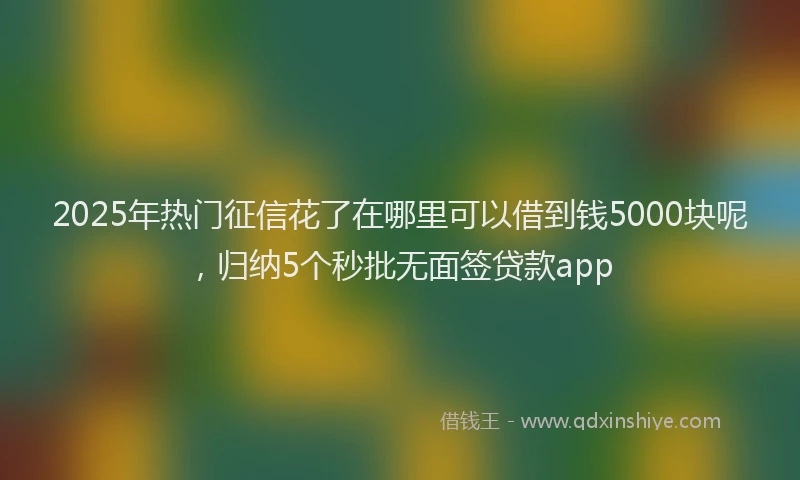 2025年热门征信花了在哪里可以借到钱5000块呢，归纳5个秒批无面签贷款app
