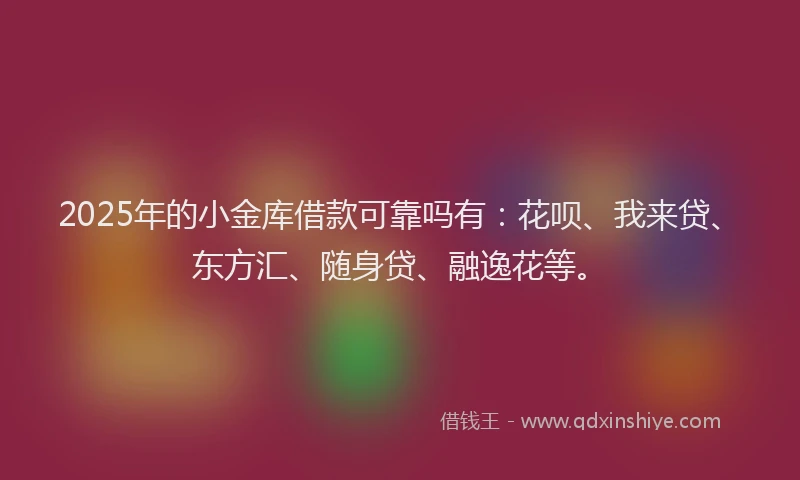 2025年的小金库借款可靠吗有：花呗、我来贷、东方汇、随身贷、融逸花等。