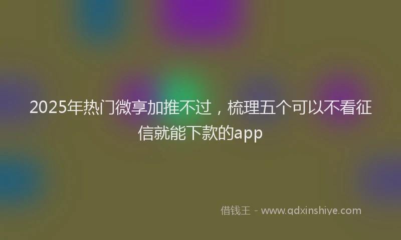 2025年热门微享加推不过，梳理五个可以不看征信就能下款的app