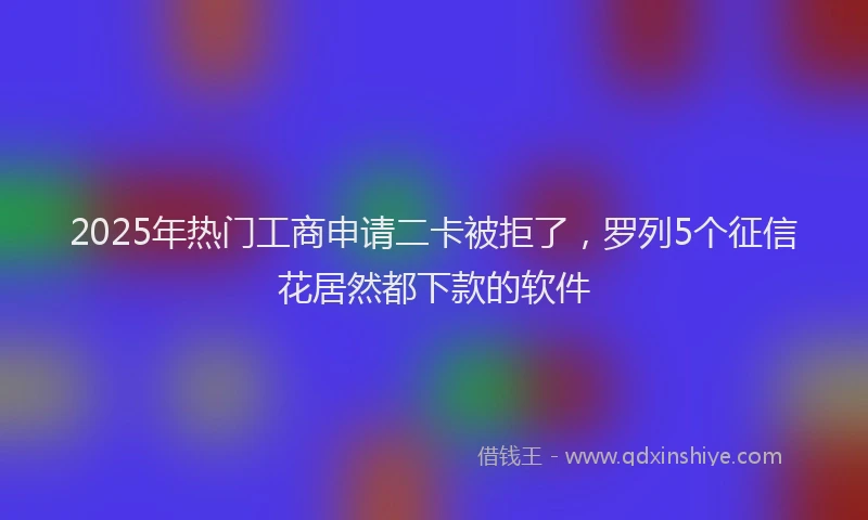 2025年热门工商申请二卡被拒了，罗列5个征信花居然都下款的软件