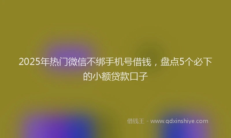 2025年热门微信不绑手机号借钱，盘点5个必下的小额贷款口子