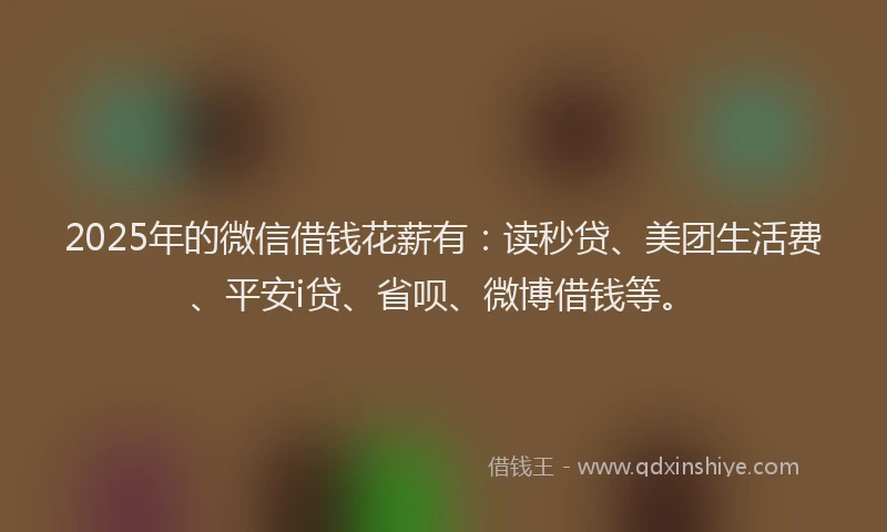 2025年的微信借钱花薪有：读秒贷、美团生活费、平安i贷、省呗、微博借钱等。