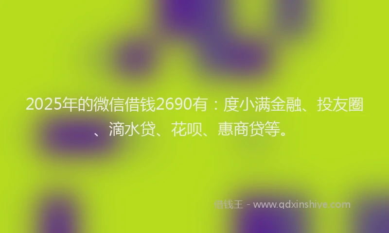2025年的微信借钱2690有：度小满金融、投友圈、滴水贷、花呗、惠商贷等。