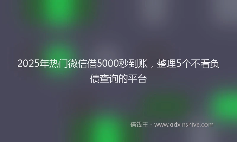 2025年热门微信借5000秒到账，整理5个不看负债查询的平台
