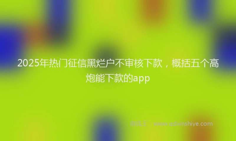 2025年热门征信黑烂户不审核下款，概括五个高炮能下款的app