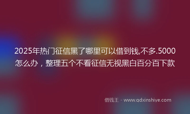 2025年热门征信黑了哪里可以借到钱,不多.5000怎么办，整理五个不看征信无视黑白百分百下款