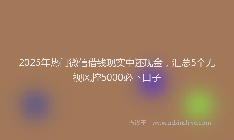 2025年热门微信借钱现实中还现金，汇总5个无视风控5000必下口子