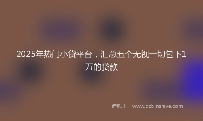 2025年热门小贷平台，汇总五个无视一切包下1万的贷款
