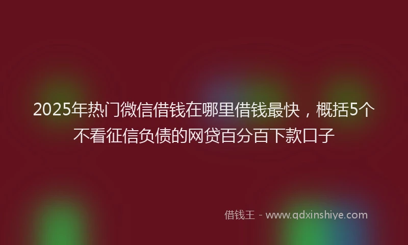 2025年热门微信借钱在哪里借钱最快，概括5个不看征信负债的网贷百分百下款口子