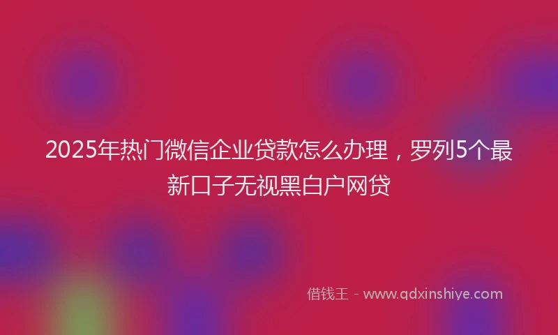 2025年热门微信企业贷款怎么办理，罗列5个最新口子无视黑白户网贷