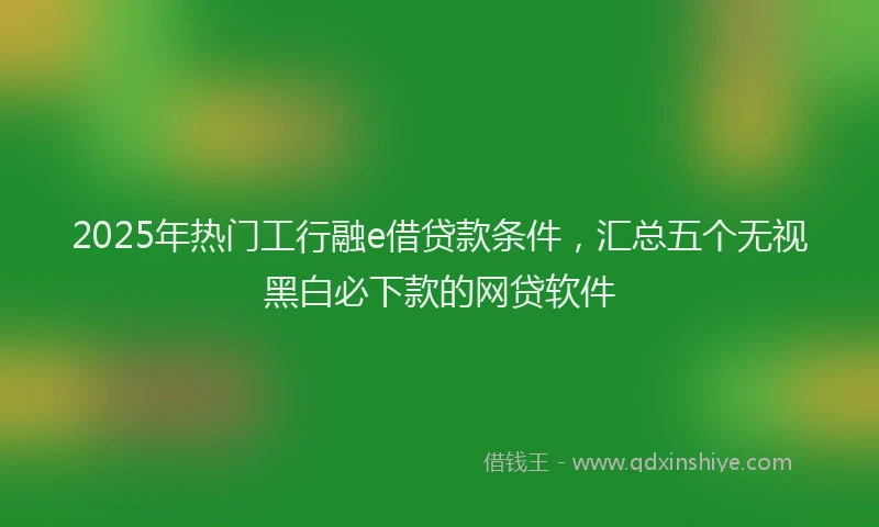2025年热门工行融e借贷款条件，汇总五个无视黑白必下款的网贷软件