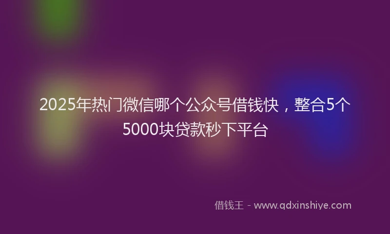 2025年热门微信哪个公众号借钱快，整合5个5000块贷款秒下平台