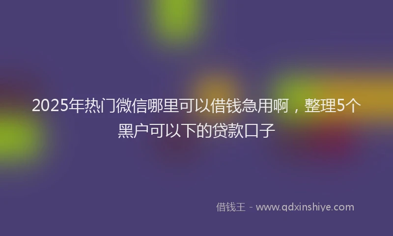 2025年热门微信哪里可以借钱急用啊，整理5个黑户可以下的贷款口子