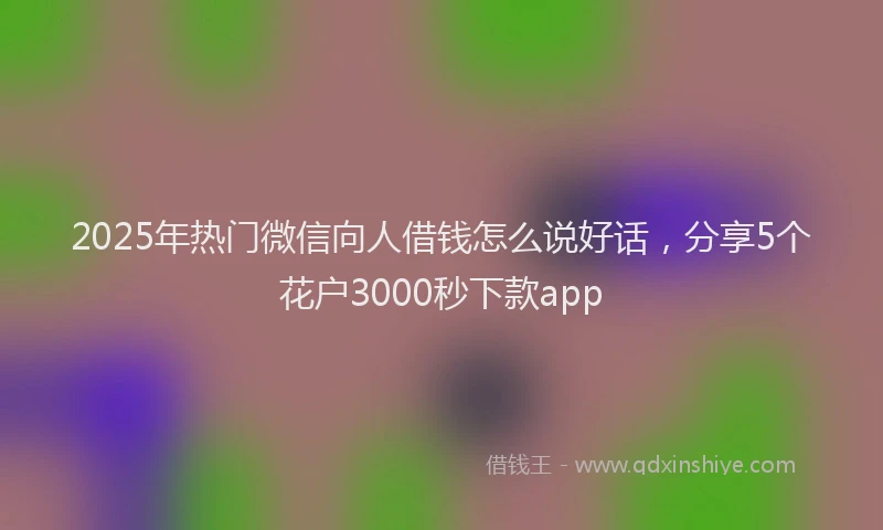 2025年热门微信向人借钱怎么说好话，分享5个花户3000秒下款app