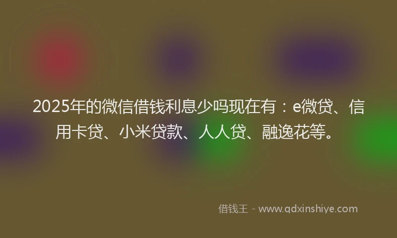 2025年的微信借钱利息少吗现在有：e微贷、信用卡贷、小米贷款、人人贷、融逸花等。