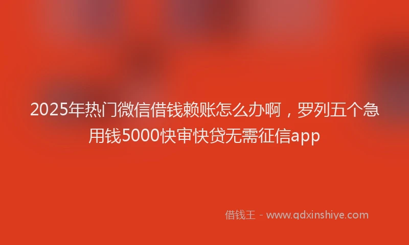 2025年热门微信借钱赖账怎么办啊，罗列五个急用钱5000快审快贷无需征信app